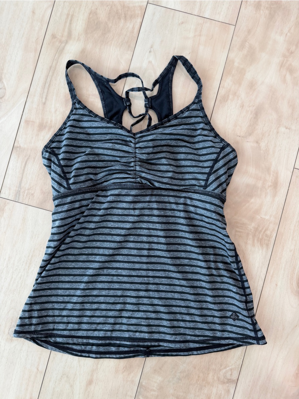 Prana Black & Gray Striped Sports Tank with Racerback